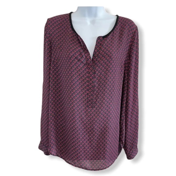 Daniel Rainn Long Sleeve Geometric Blouse Sz Small Long Sleeve fu - Picture 1 of 4